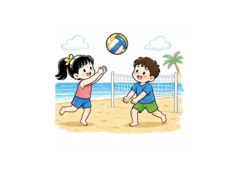 play beach volleyball illustration