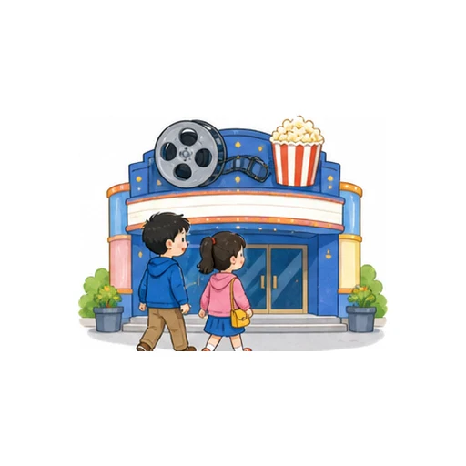 go to the cinema illustration