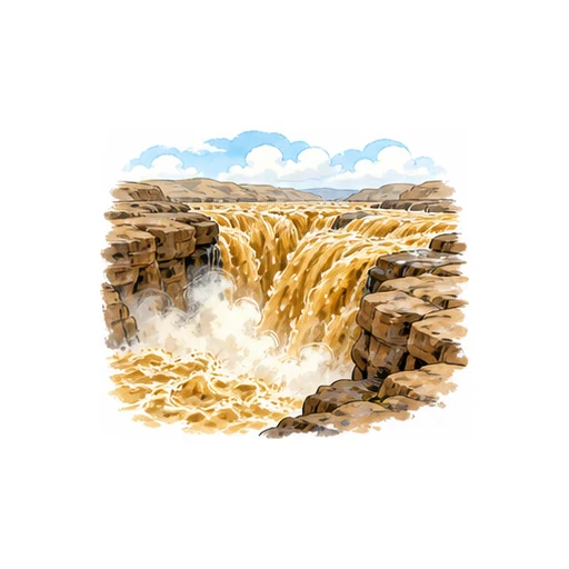 the Hukou Waterfall illustration