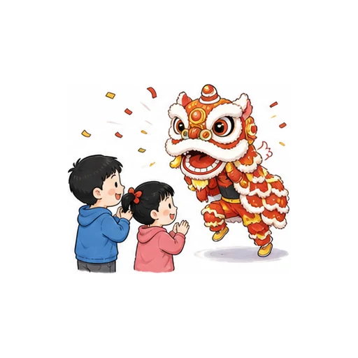 watch a lion dance illustration