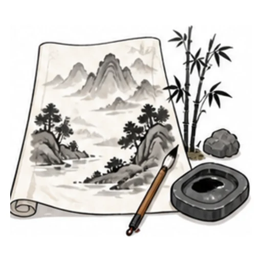 Chinese ink painting illustration