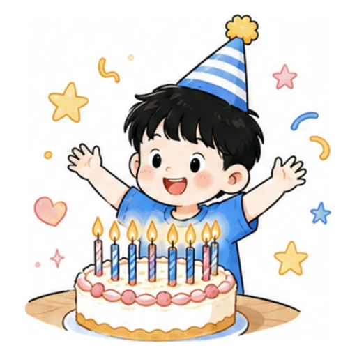 I am nine years old. illustration