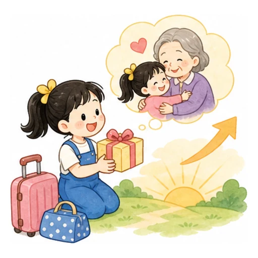 I will visit my grandma tomorrow. illustration