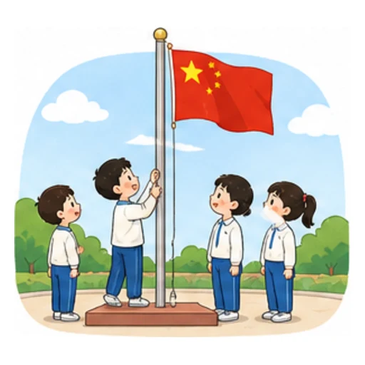 raise the national flag illustration
