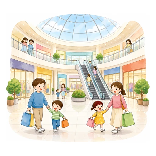 shopping centre illustration