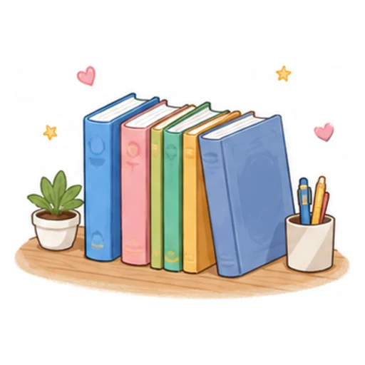 The books are on the desk. illustration