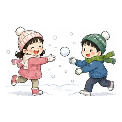 throw snowballs illustration