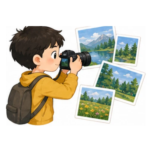 took pictures illustration