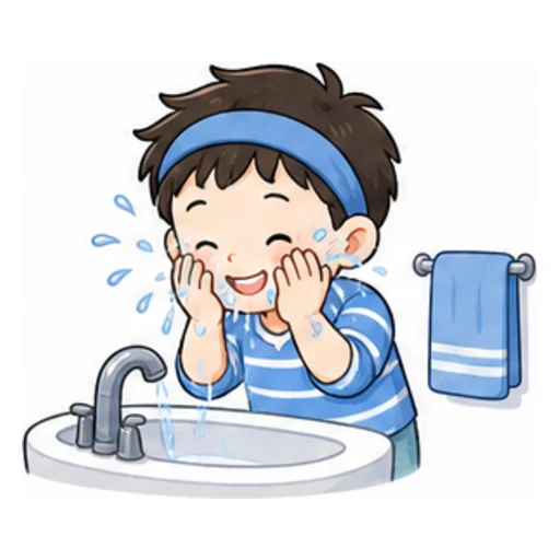 wash my face illustration