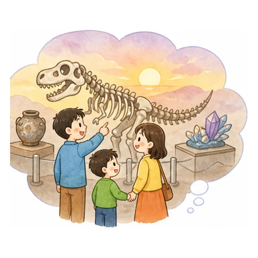 We visited the museum yesterday. illustration